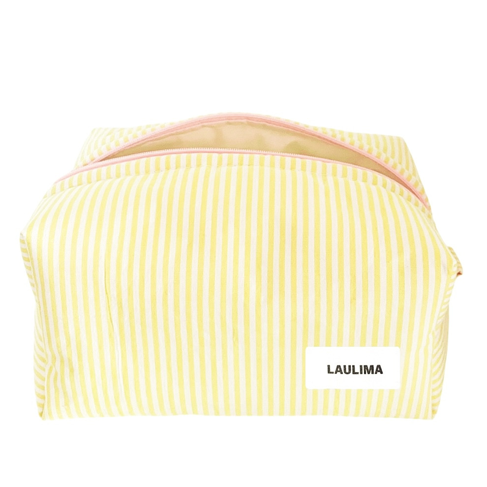 Yellow Striped Makeup Bag