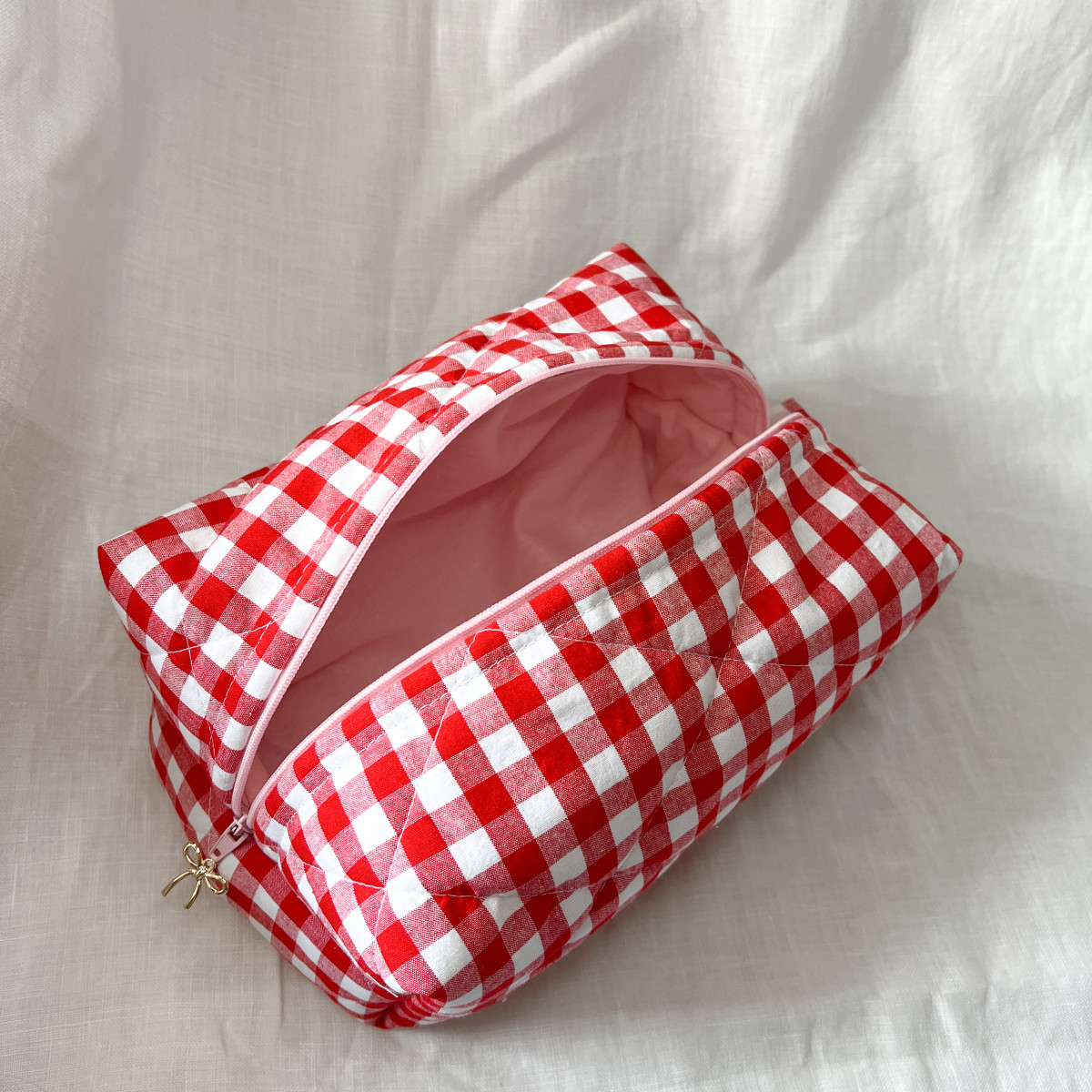 Red Gingham Makeup Bag