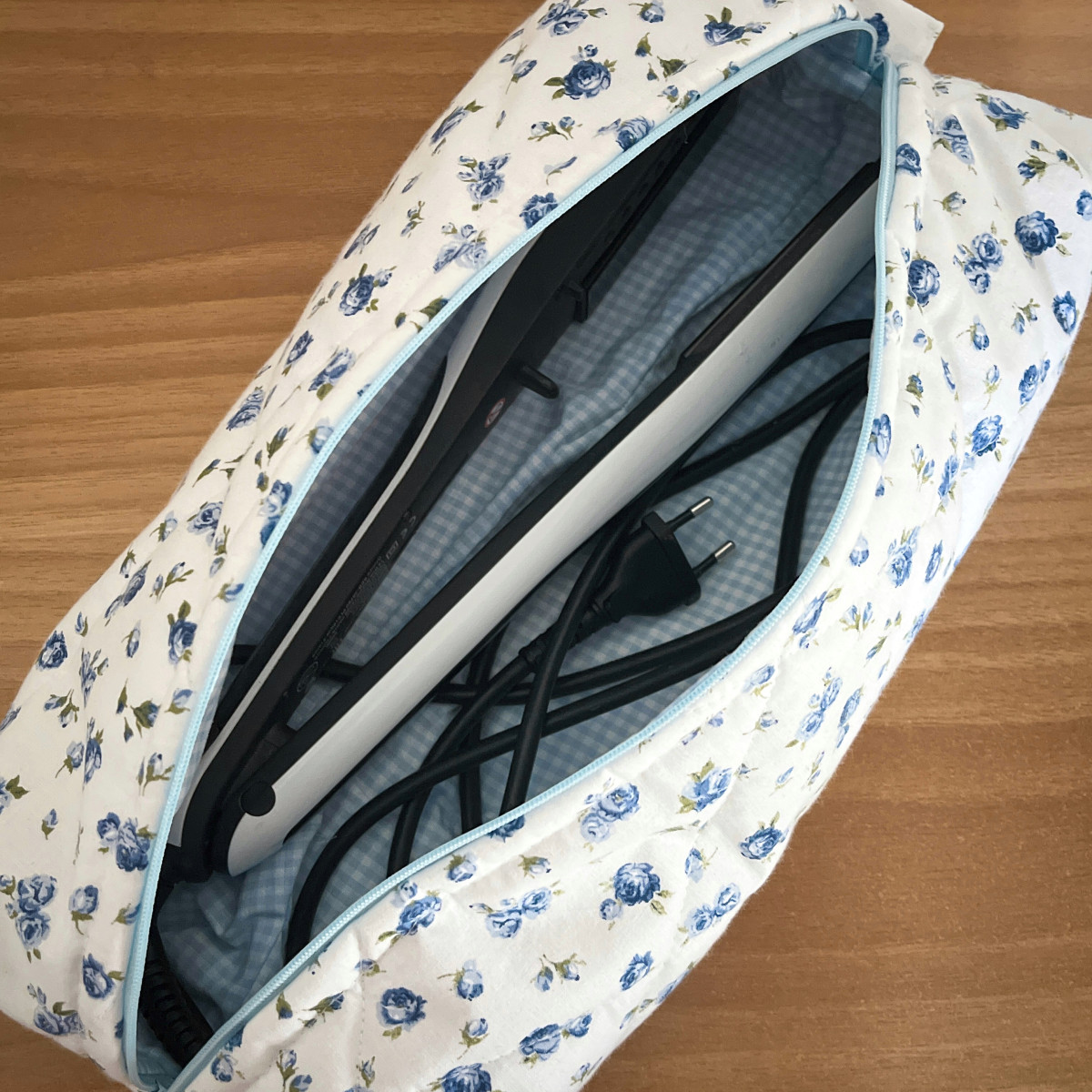 Blue Floral Hair Tool Bag
