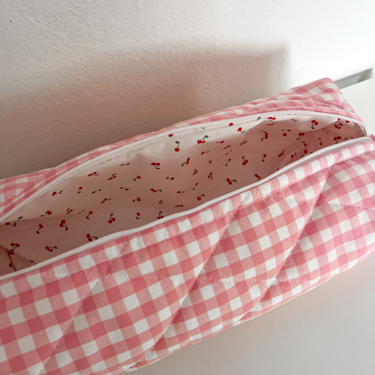 Pink Gingham Hair Tool Bag