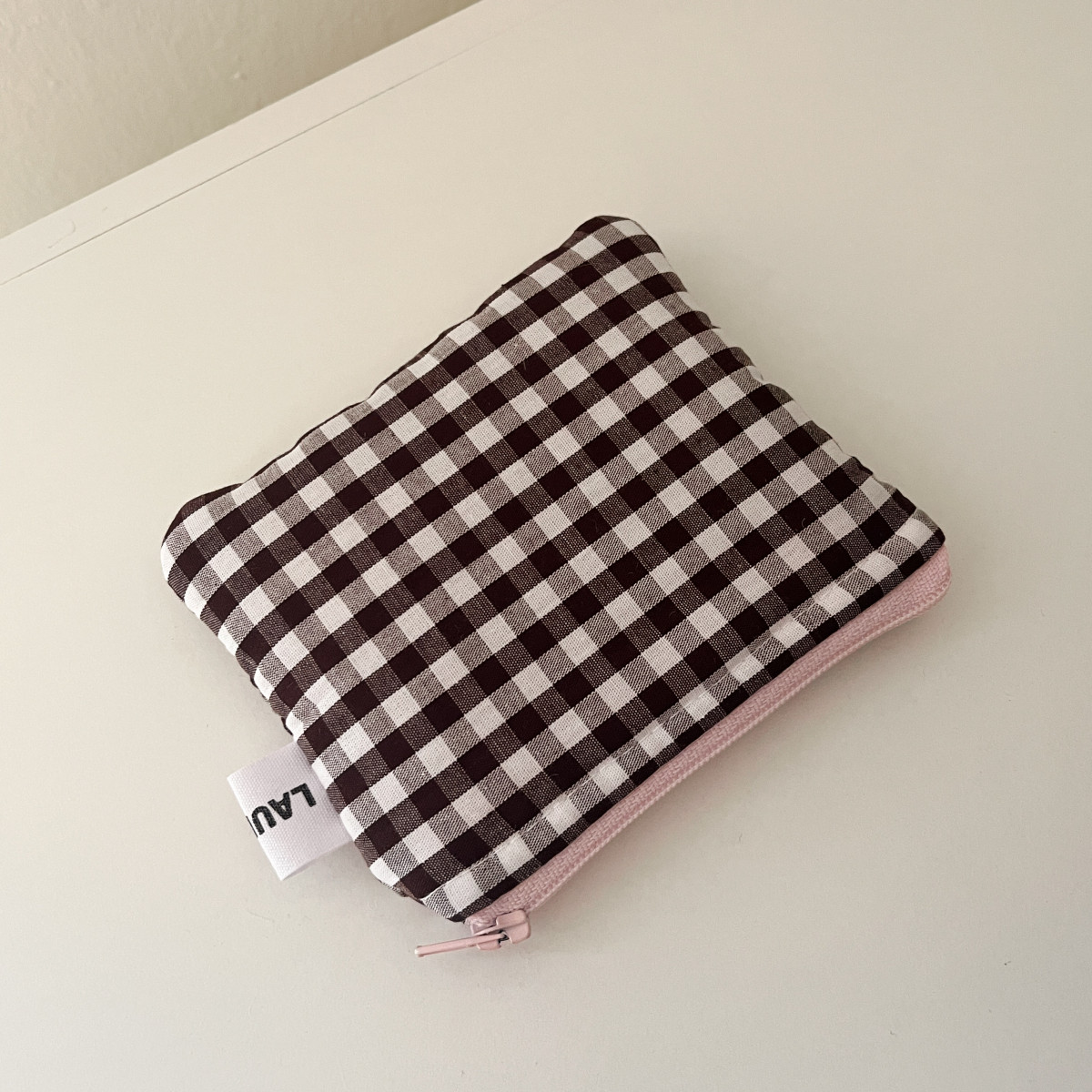 Brown Gingham Mini AirPods Case