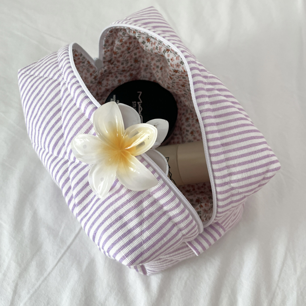 Lilac Quilted Makeup Bag