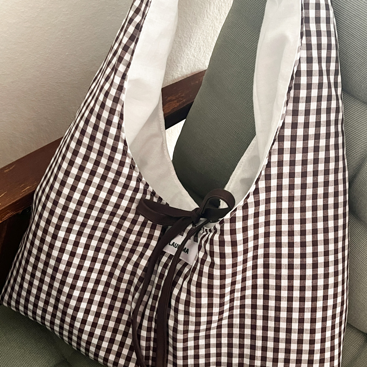 Brown Gingham Shoulder Bag