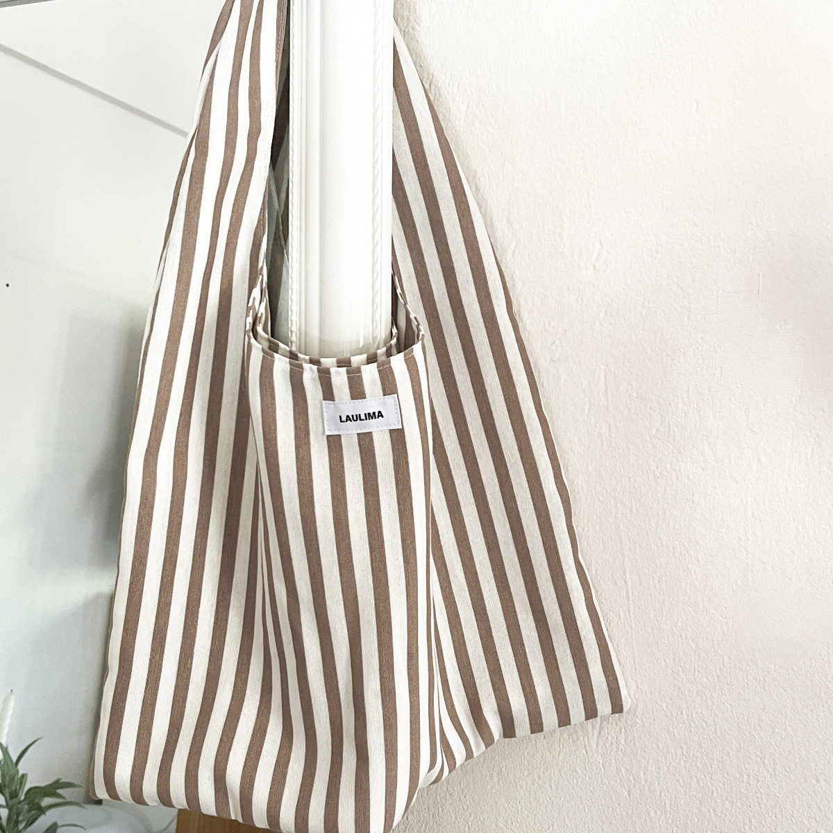 Mocha Striped Tote Bag