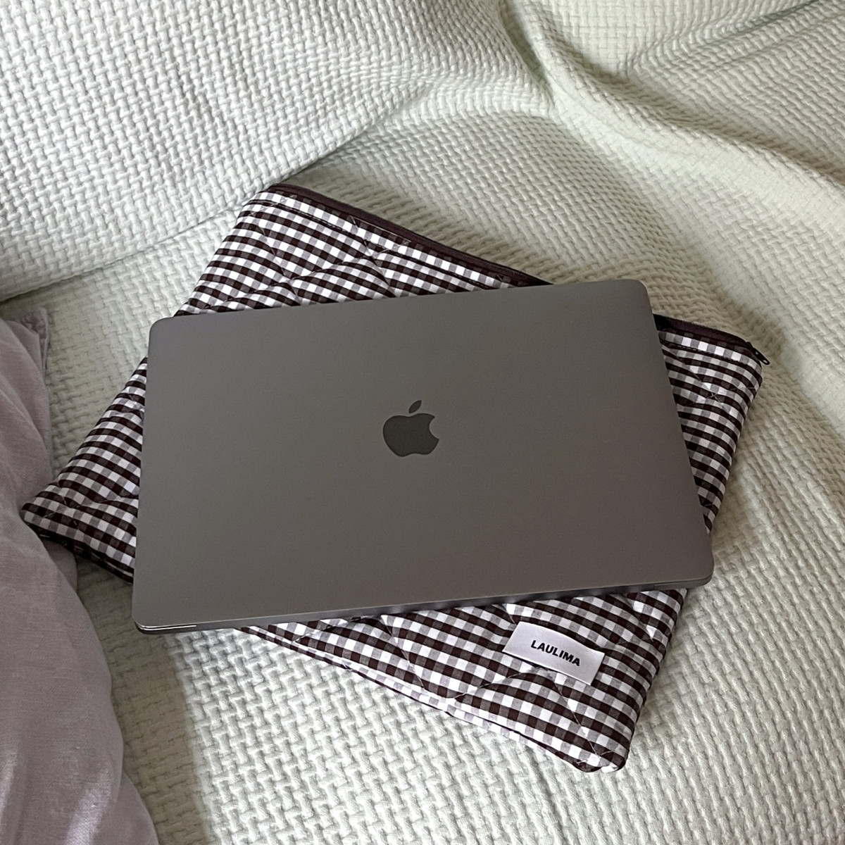 Brown Gingham Laptop Case