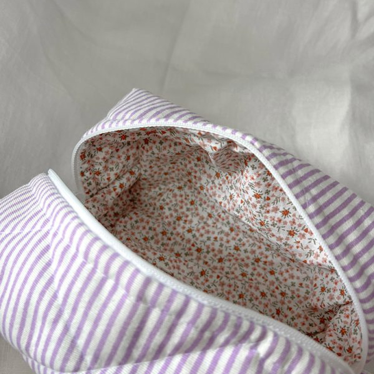 Lilac Quilted Makeup Bag
