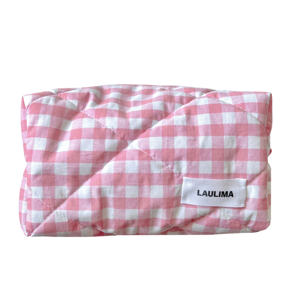 Pink Gingham Makeup Bag