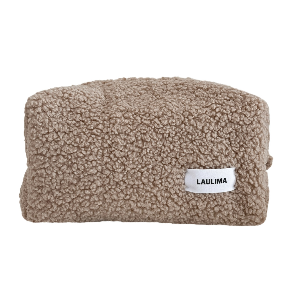 Beige Teddy Makeup Bag