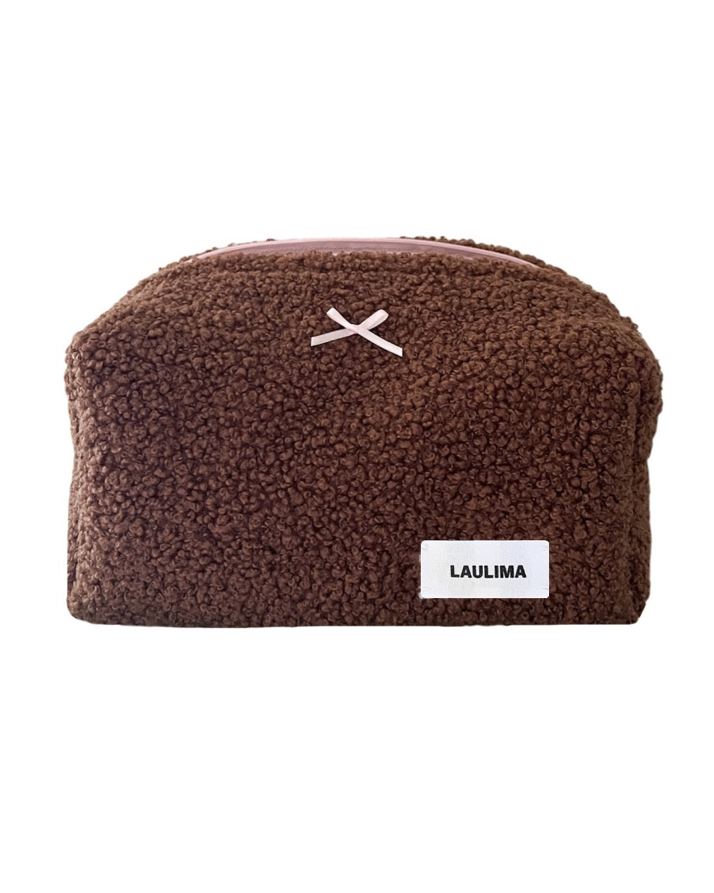 Brown Pink Teddy Makeup Bag