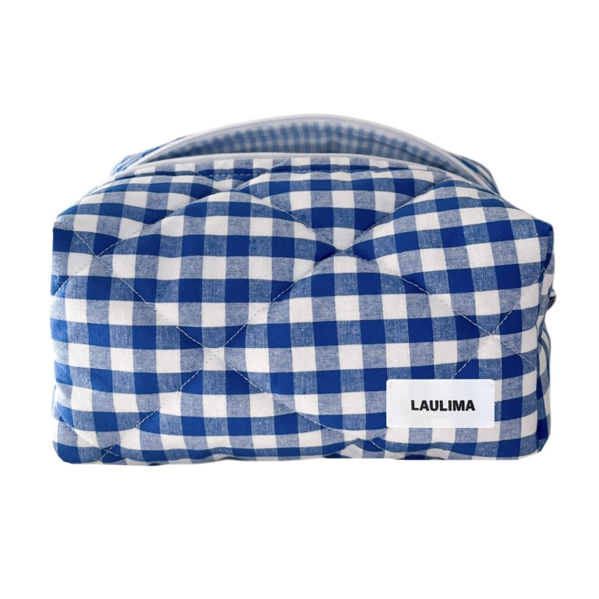 Blue Gingham Makeup Bag