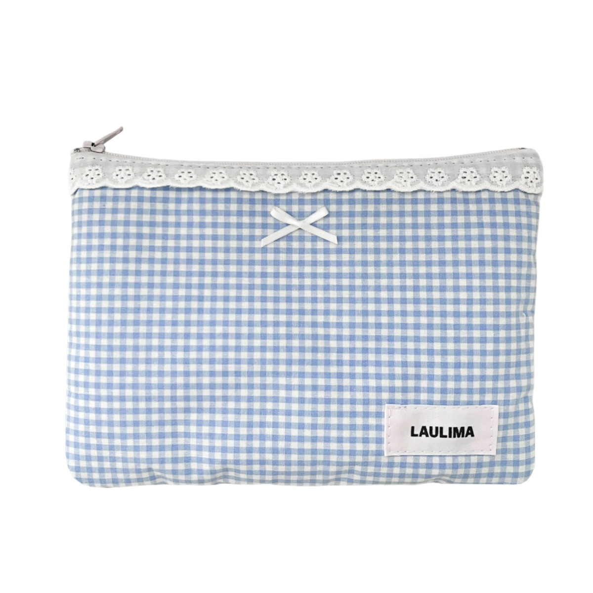 Light Blue Gingham Pouch
