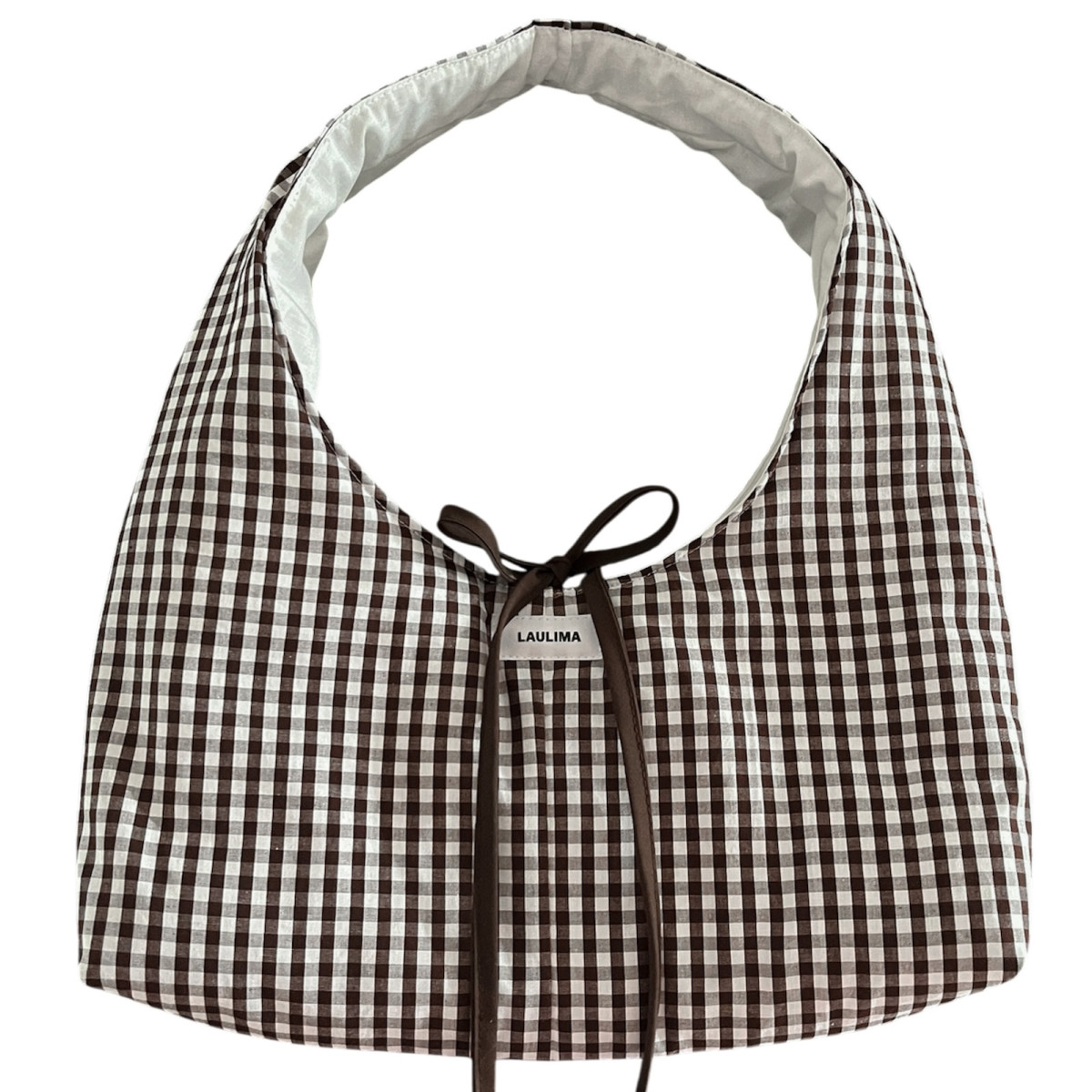 Brown Gingham Shoulder Bag